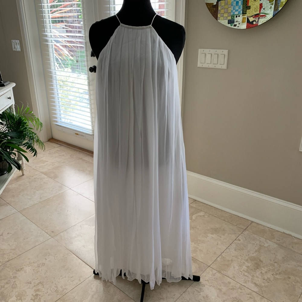 Tibi white pleated long dress size 8